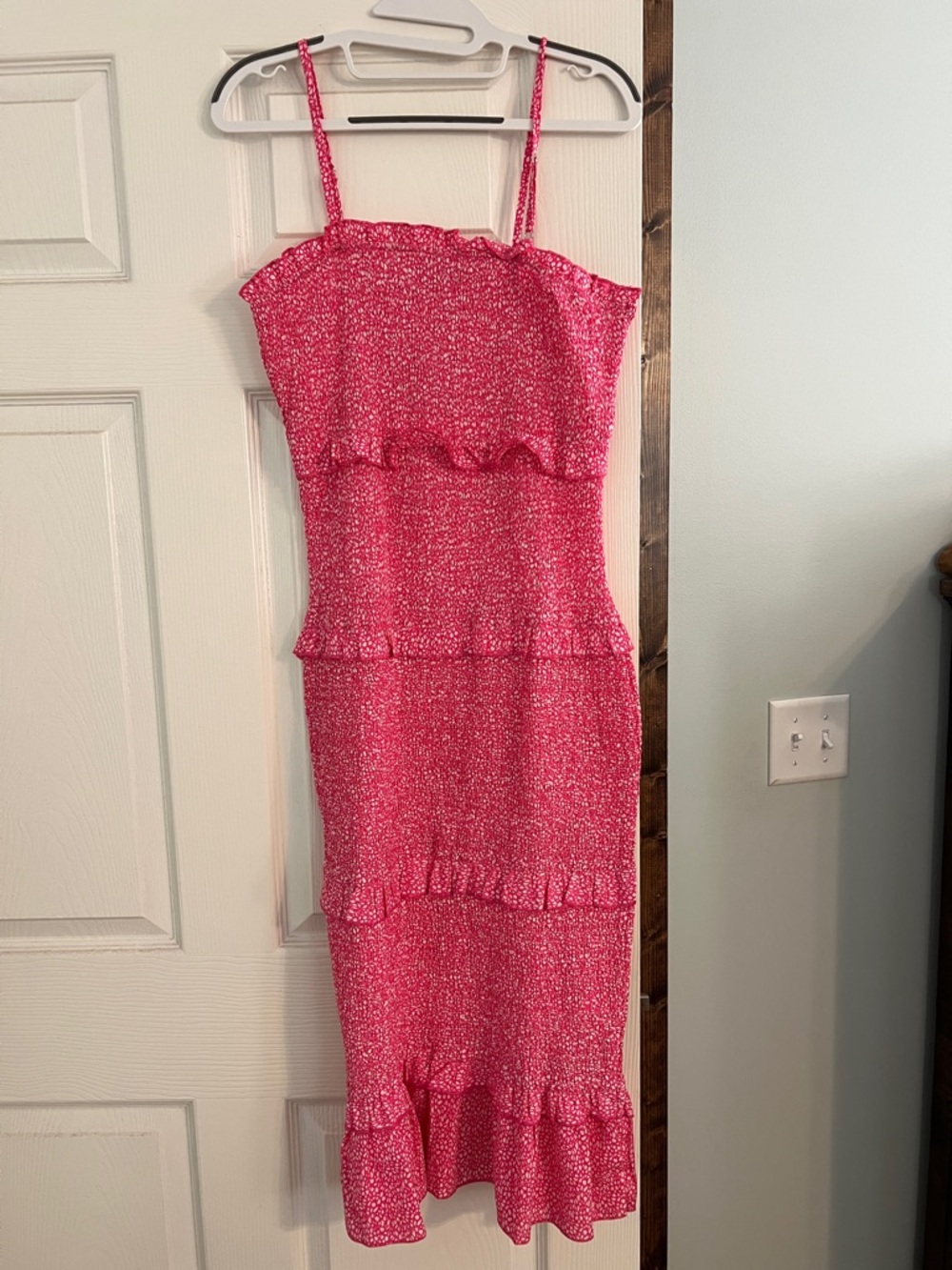 Pink Ruffled Midi Dress